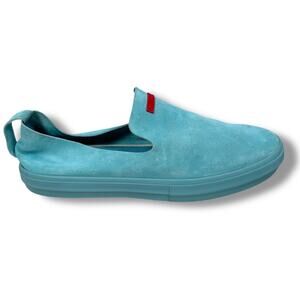 Savale Glover Light Blue Pig Suede Loafers Men’s US 10 Round Toe Slip-On Shoes